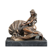 Femme Figure Bronze Sculpture Conch Lady Bibliothèque Intérieur Décor En Laiton Statue TPE-535